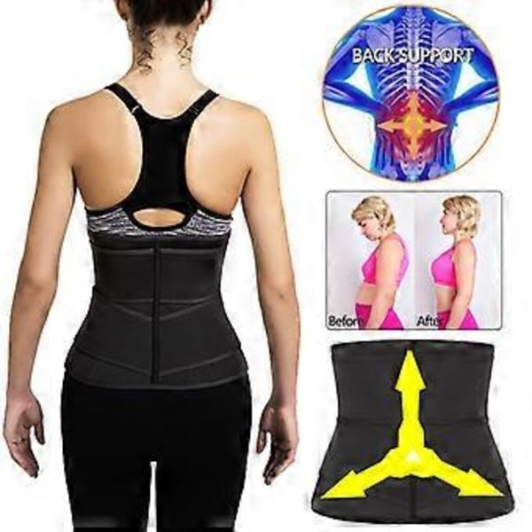 Unisex Taljetræner Korset Sports Talje Justerbar Shapewear Sort, S(S )