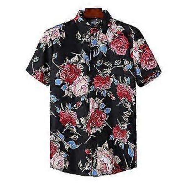 Hawaiiskjorter til mænd til forårsferie og sommer (XL sort)