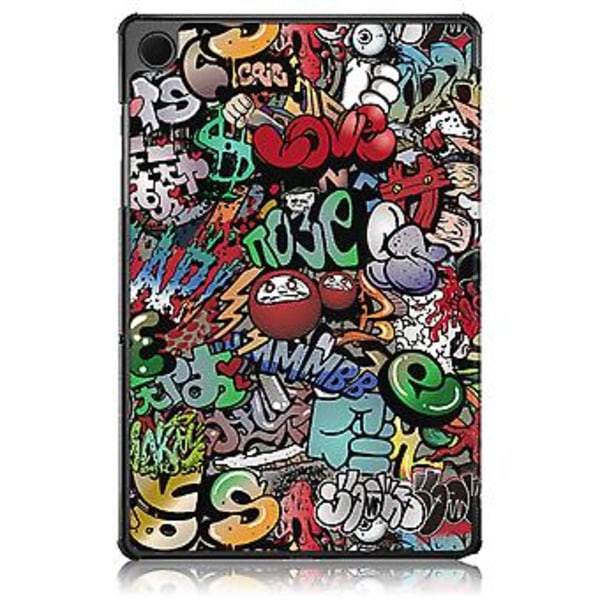 Smart lærtablettveske for Samsung Galaxy Tab A9 Plus (Graffiti)