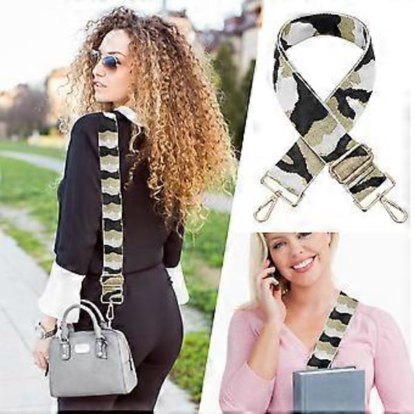 Breda axelrem i leopardmönster, utbytbart, justerbart, för crossbody-väskor, handväskor, accessoarer för kvinnor och män (stil 11)