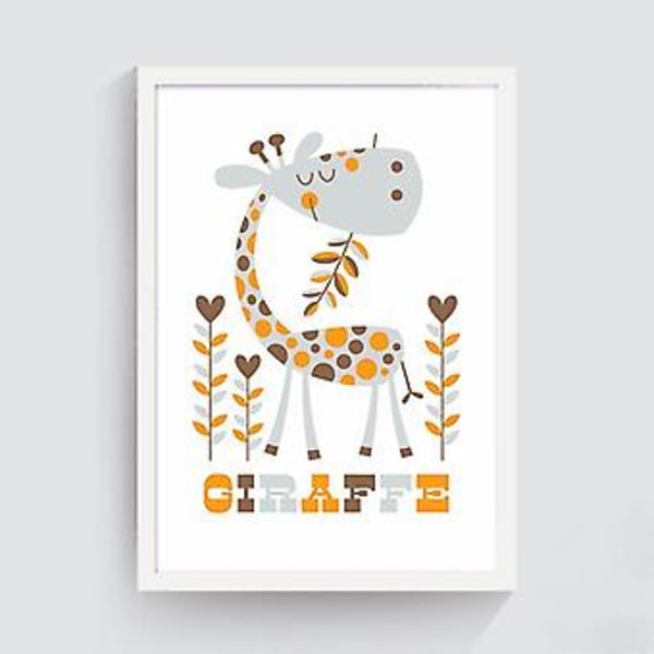 Wekity Söta Djurteckningar 2 Väggkonst Canvas Print Poster, Enkel Söt Streckkonst Dekoration för Hem Vardagsrum Sovrum Kontor och Barnrum