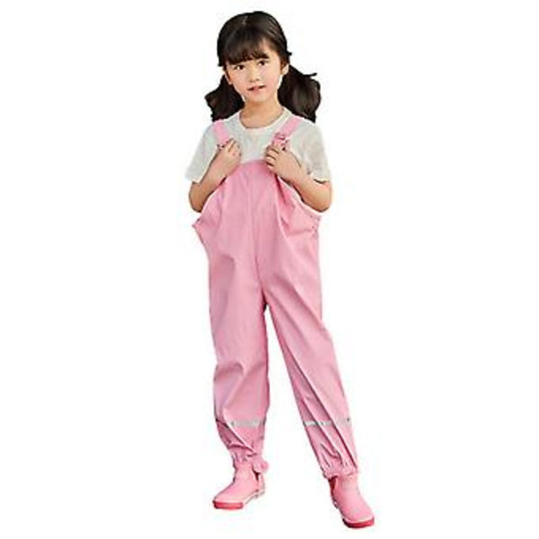 Børne Regnbukser Vindtæt Vandafvisende Mud Jumpsuit Tøj (4-5 År Pink)