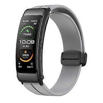 Kompatibel med Keep B4 / Huawei Watch Fit Mini 16mm silikone rem udskiftningsurrem, sort foldespænde (lysegrå)