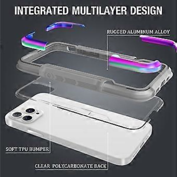 Skyddande fodral i aluminiumlegering för iPhone 12 (Regnbåge)