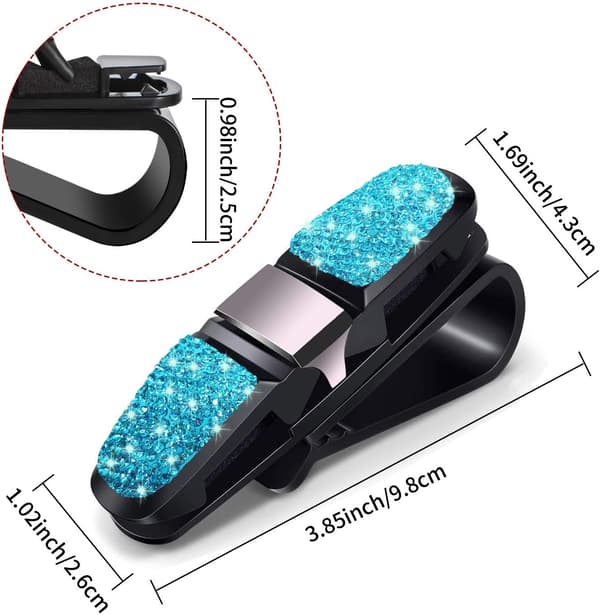 Bling Bling krystall solbrilleholder til bil, solskjerm briller klips