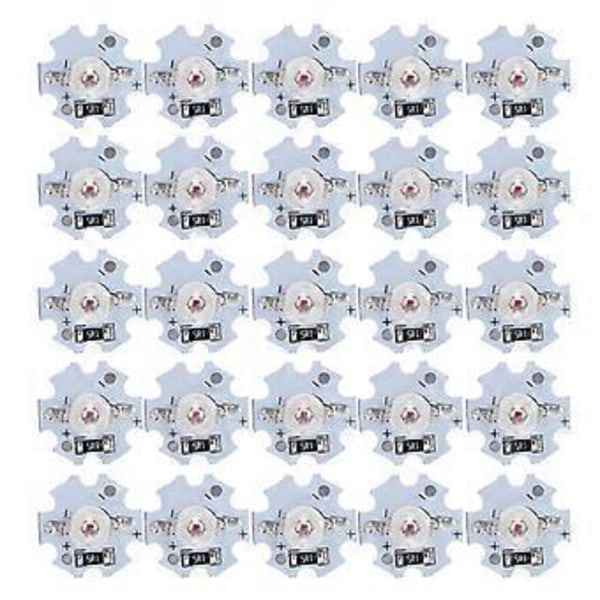 25 st 5V LED-chip 200LM 3W Högeffekts LED-lampor för DIY-belysningRött ljus 620625NM