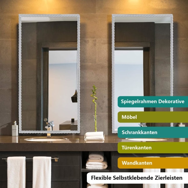 3m Hvit Selvklebende Vegglist - Fleksibel List - C