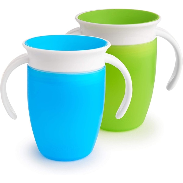 Set med 2 Miracle 360 ​​​​Learning Cup - Grön/Blå - 207ml, mamma