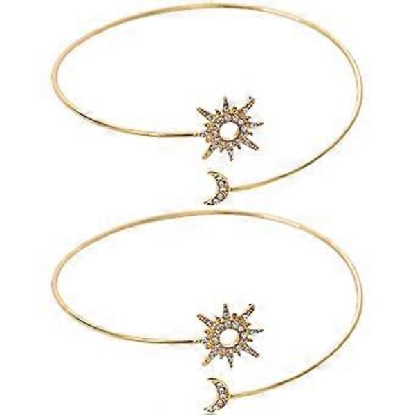 2 st Överarmsmanschett Öppen Manschett Sol och Måne Wrap Armband Manschettarmband för Kvinnor