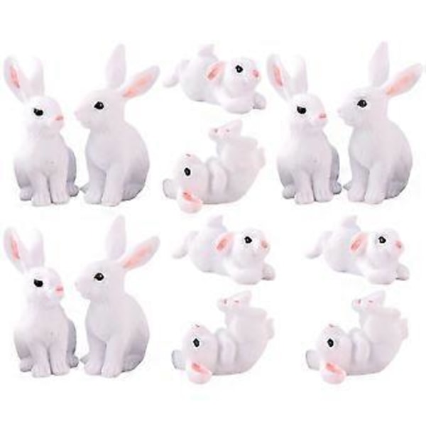 12 st Miniatyr Kaninfigurer Bedårande Mikro Landskap Kanin Ornament