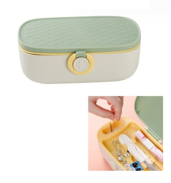 1 stk (gul-grønn) Bærbar sysett for voksne, plastsysett