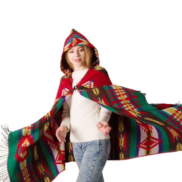 Hupullinen viitta ja huivi (punainen 135-175CM)