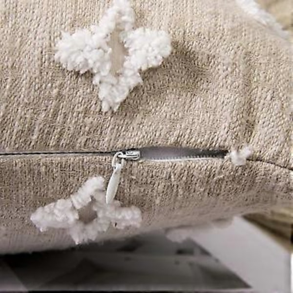 Sæt med 2 dekorative pudebetræk, diamant jacquard pudebetræk, sommer sofa bløde rektangulære pudebetræk, 12x20 tommer, beige