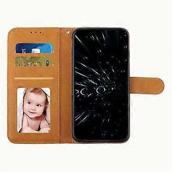 Kompatibelt för iPhone 17 Air Läder Telefonfodral Vikbart Ställ Plånbok Flipskydd med Rem (Gul)