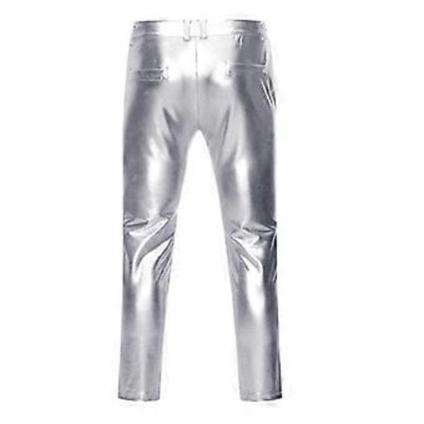 Miesten Skinny Kiiltävät Housut, Lava Disco Housut (L Hopea)