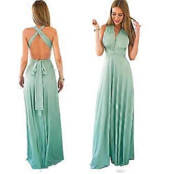 Kvinders Aften Multi Way Wrap Brudepige Formelle Lange Maxi Konvertible Kjole (L Rød)