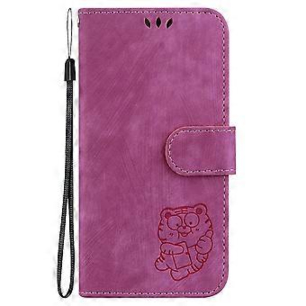 Embosset lærveske for iPhone 12 mini (Roserød)