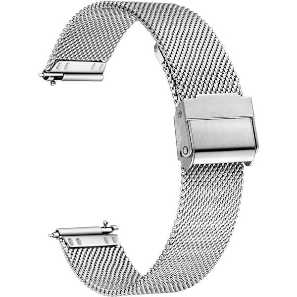 20mm Hurtigutløselig rustfritt stål klokke mesh-rem for menn og kvinner