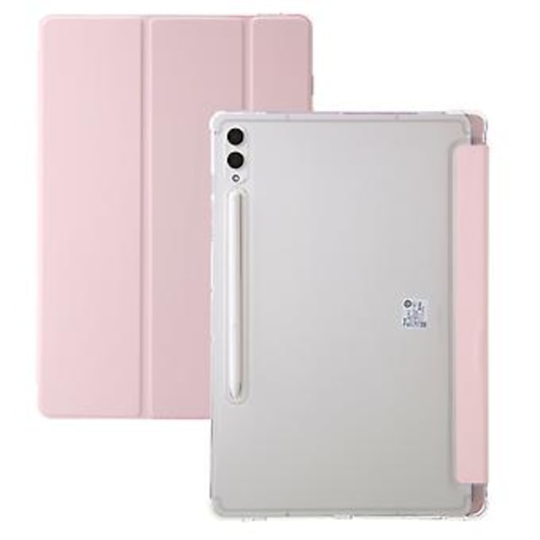 3-Facks Skyddande Akryl Läderfodral för Samsung Galaxy Tab S9 Ultra/S8 Ultra (Rosa)