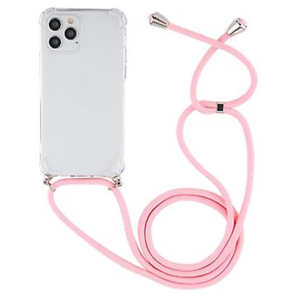 Neljäkulmainen TPU-kotelo narulla iPhone 15 Plus:lle (Vaaleanpunainen)
