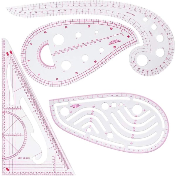 Sylinjal 4 stykker Klær Linjal Metrisk Linjal Kurve Linjal for