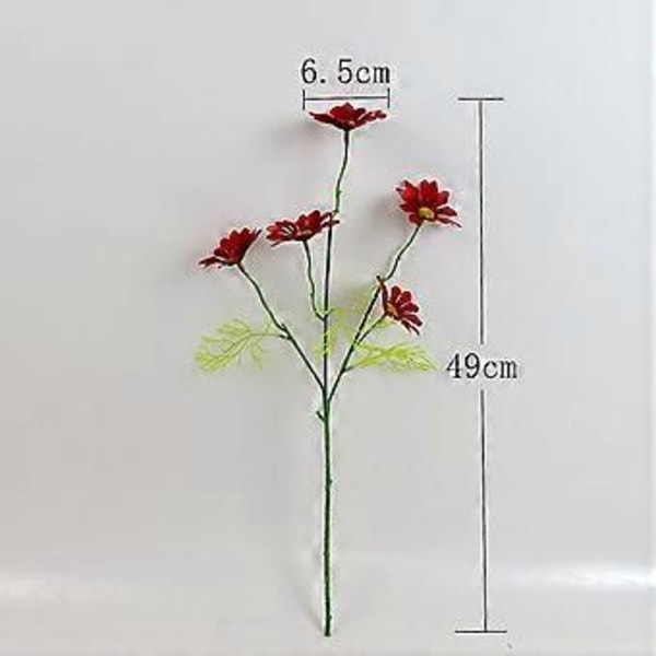 10 stk. 5 Hoveder Realistisk Levende Kunstig Blomst Krysantemum Falsk Blomsterbuket Hjem Kunst Dekoration Scene Layout (Vinrød)