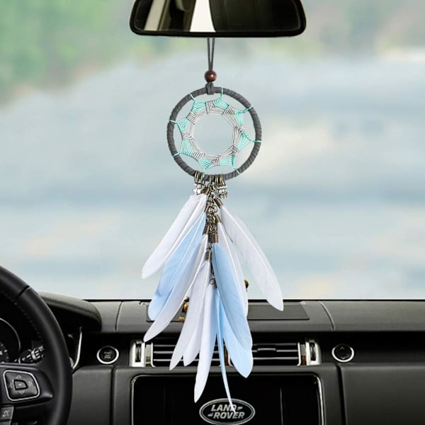 Drömfångare Handemade Dreamcatcher Grå Fjäder Väggdekoration Eller