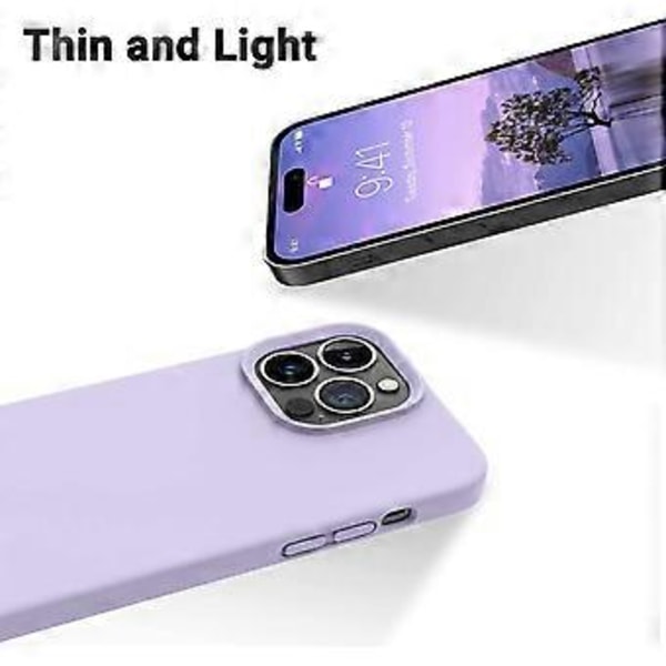 Designad för iPhone 14 Pro Skal, Silikon Stötsäker Smalt Tunnt Telefonskal för iPhone 14 Pro 6.1 tum (Molnlila)