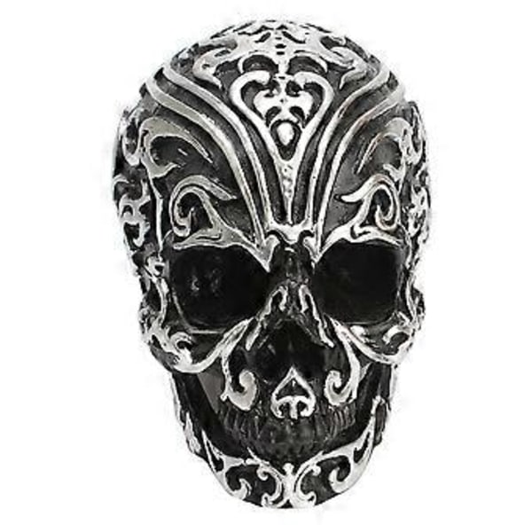 1 stk Skåret Hodeskalledekorasjon Lykkebringende Skyer Hodeskalledekor Resin Hodeskallehode Håndverk Husholdnings Halloween Pynt til Fest Hjem (Sølv Svart)