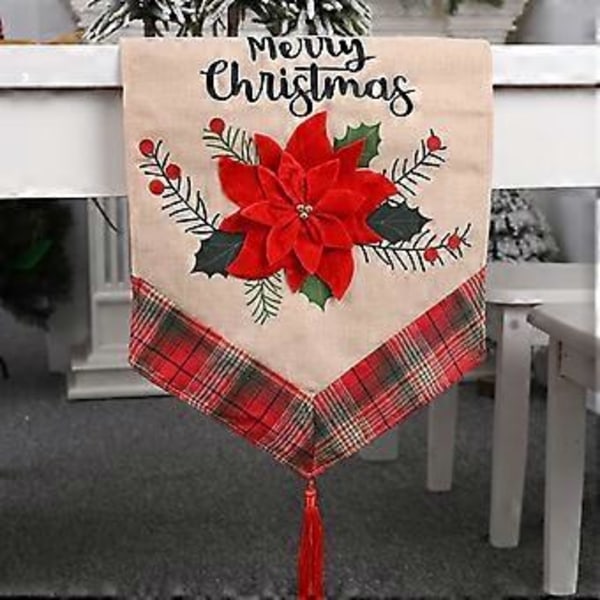Julbordslöpare, tryckt julstjärneblomma med tofs för hemmatbord under julhelgen