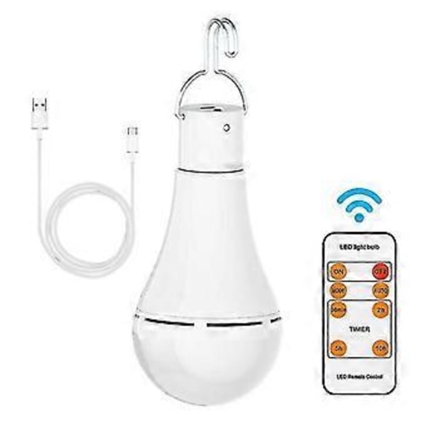 USB Genopladelig Pære med Fjernbetjening, 7W LED Batteri Pærer, E27 Touch Dæmpbar Pære med Timerfunktion, Udendørs Camping Nødlys