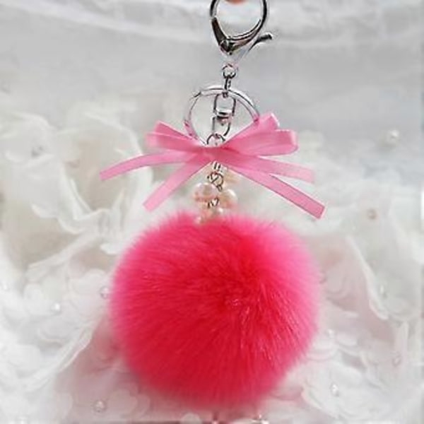Moderigtig Plys Nøglering Rem Håndlavet Furry Ball Nøglering DIY Sløjfe Nøgleringe Vedhæng Alsidigt Telefontilbehør Lysegrøn (Lysegrøn)