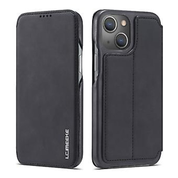 LC Ancient Series Lærtelefonveske For iPhone 15 Plus (Svart)