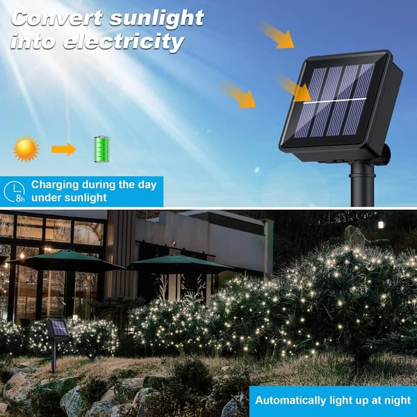 [2 stycken] Solcellslingor utomhus, 12M 100LEDs utomhusdekor