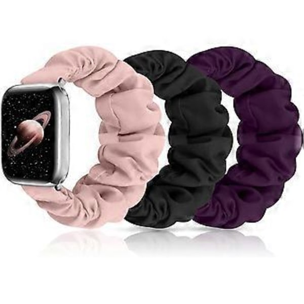Urrem til kvinder, blødt elastisk armbånd til udskiftning kompatibelt med iWatch Series 6 5 4 3 2 1 SE kompatibelt med Apple Watch Band 38mm 40mm (Sort