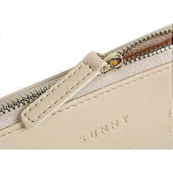 Lyxigt pennfodral i PU-läder, liten triangulär design, dragkedjeförsedd väska för skola, universitet, kosmetika, smink (Beige)