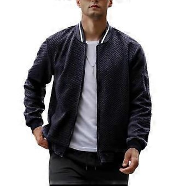 Uformell jacquard bomberjakke for menn, lett jakke, moteriktig jakke med glidelås, armlommer, høst streetwear for menn (M khaki)