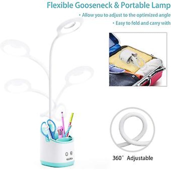 Skrivebordslampe for barn med nattlys LED USB-oppladbar