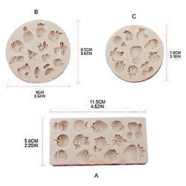 Frukter Serie Silikonform Fondant Mousse Kakform Chokladform Bakverk Tårtdekorationsverktyg Harts Konst Rosa (Rosa)