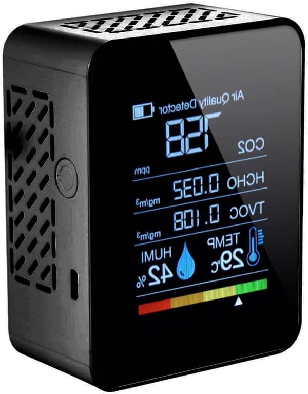 Koldioxiddetektor 5 i 1 inomhusluftkvalitetsdetektor CO2 Digital TVOC HCHO Meter Temperatur H