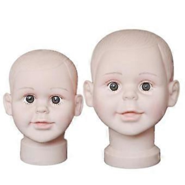 PVC Barnehode Mannequin Modell Parykker Hatt Briller Skjerf Display Stativ S(M)