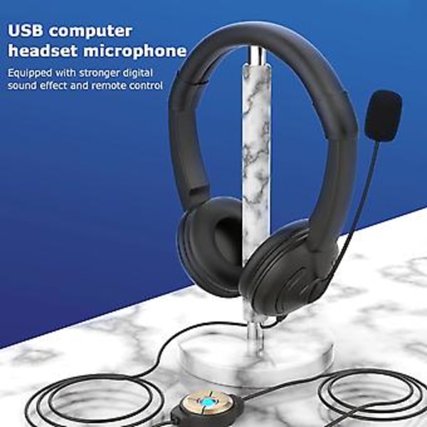 USB Headset m/støyreduserende mikrofon, datamaskin-hodetelefoner for bærbar PC, kundesenter ( )