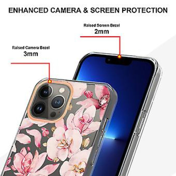 Blomster og planter serie TPU-etui for iPhone 15 Pro (Rosa)