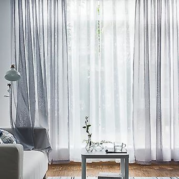 Tylles Baggrunds Draperinger Gardin Semi-mørklæggende Design Elegant Gardin til Bryllup (134*270 Hullet Hvid)