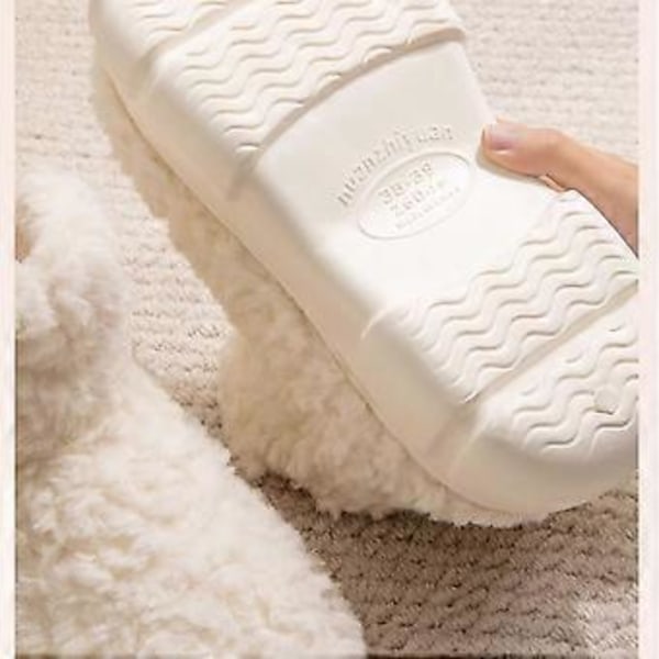 Vores Skønne Fleece-Støvler, Bløde Hukommelsesskum Søde Varme Fuzzy Hjemme-Fleece-Støvler hvid35( hvid41)