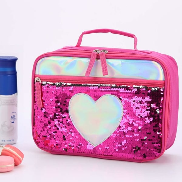 1 st vändbar lunchlåda Sequin Lunch Box Mermaid Lunch Bag Isolerad Lunch