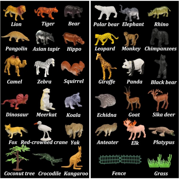 AI-djurleksaker för barn - 53 delar - Djurfigurer från zoo - Lär dig