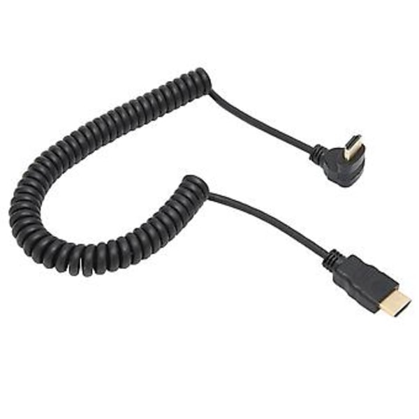 90 Grader Uppvinklad HD Multimedia Interface Hane till Hane Förlängningskabel Spiral för Dator/TV