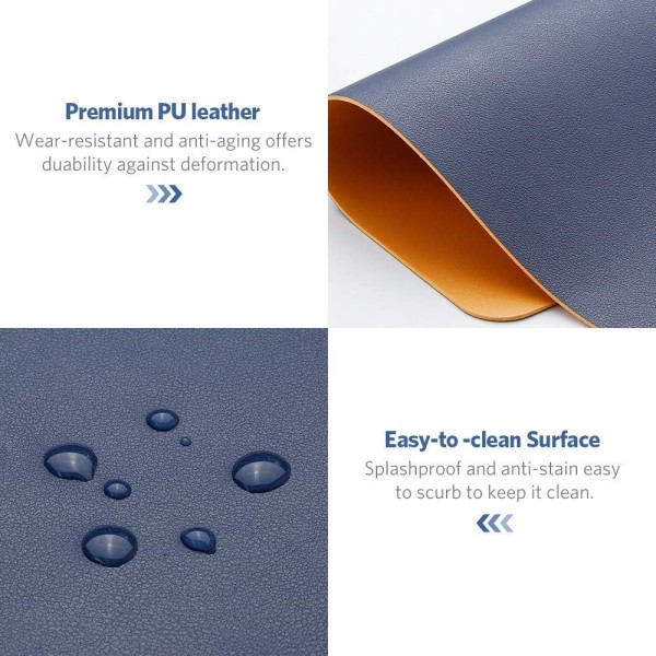 Mouse Pad 270x210x2mm, Non-Slip Waterproof PU Leather Desk Mat f