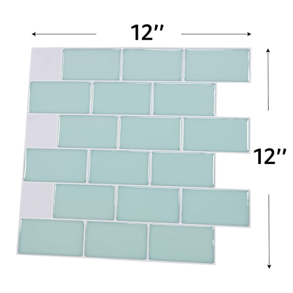 Art3d selvklæbende køkkenfliser, blank teal, grøn - 30 x 30 cm